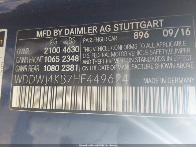 Продаж на аукціоні авто 2017 Mercedes-benz C 300 4matic, vin: WDDWJ4KB7HF449624, номер лоту: 44519270
