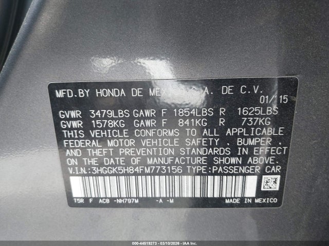 3HGGK5H84FM773156 Honda Fit Ex/ex-l
