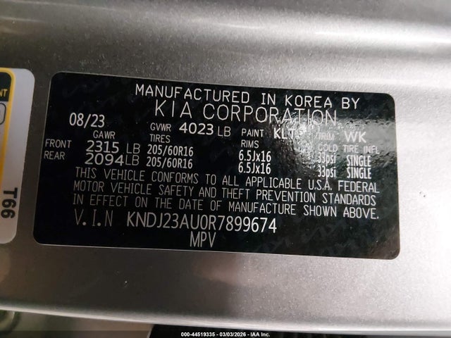 Aukcja sprzedaży 2024 Kia Soul Lx, vin: KNDJ23AU0R7899674, numer aukcji: 44519335