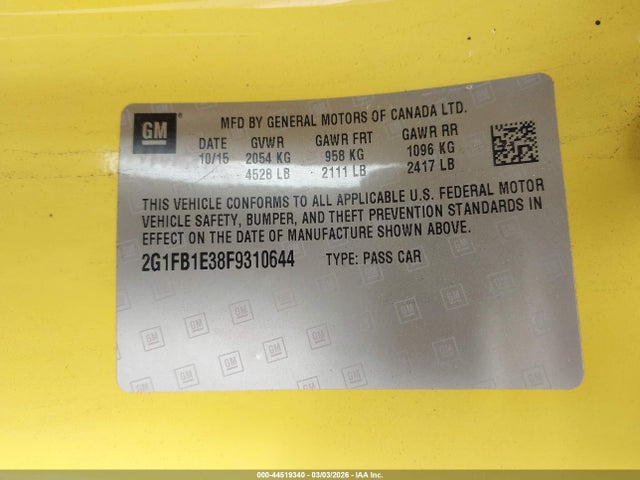 Chevrolet Camaro 2ls 2015 2G1FB1E38F9310644 Image 9