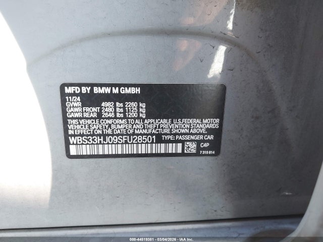 WBS33HJ09SFU28501 BMW M3 Competition Xdrive