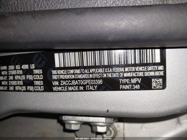 ZACCJBAT0GPE03396 Jeep Renegade Sport