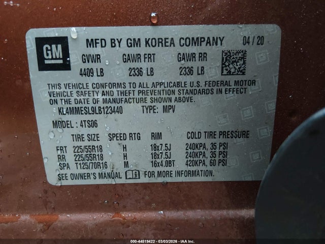 Продаж на аукціоні авто 2020 Buick Encore Gx Awd Select, vin: KL4MMESL9LB123440, номер лоту: 44519422