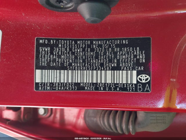 Toyota Corolla S Plus 2015 5YFBURHE5FP334587 Image 9