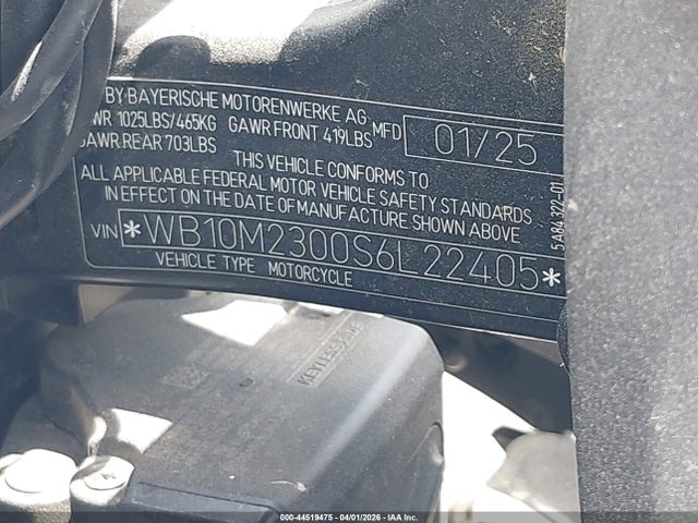Продажа на аукционе авто 2025 Bmw R 1300 Gs, vin: WB10M2300S6L22405, номер лота: 44519475