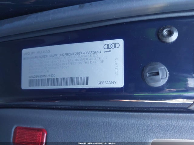 Продаж на аукціоні авто 2019 Audi A6 45 Premium, vin: WAUD8AF29KN126630, номер лоту: 44519560
