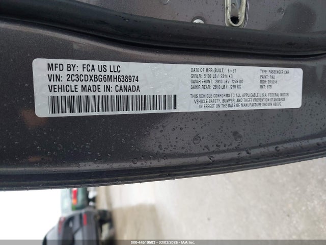 Продажа на аукционе авто 2021 Dodge Charger Sxt Rwd, vin: 2C3CDXBG6MH638974, номер лота: 44519583