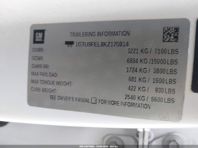 Aukcja sprzedaży 2019 Gmc Sierra 1500 Denali, vin: 1GTU9FEL8KZ170814, numer aukcji: 44519594