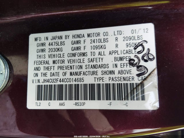 2012 ACURA TSX JH4CU2F44CC014685 Photo 8