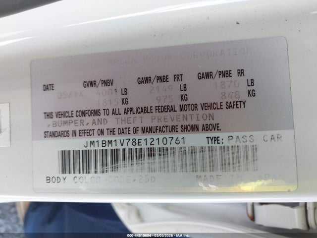JM1BM1V78E1210761 Mazda Mazda3 I Touring