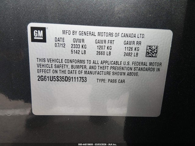 2013 CADILLAC XTS 2G61U5S35D9111753 Photo 8