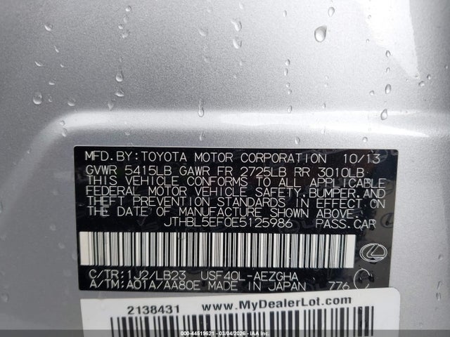 Продажа на аукционе авто 2014 Lexus Ls 460, vin: JTHBL5EF0E5125986, номер лота: 44519621