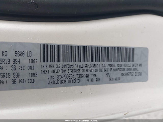 44519628 :رقم المزاد ، 3C4PDDEG4JT390640 vin ، 2018 Dodge Journey Gt Awd مزاد بيع