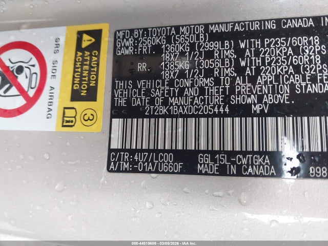 2013 Lexus Rx 350 მანქანა იყიდება აუქციონზე, vin: 2T2BK1BAXDC205444, აუქციონის ნომერი: 44519686