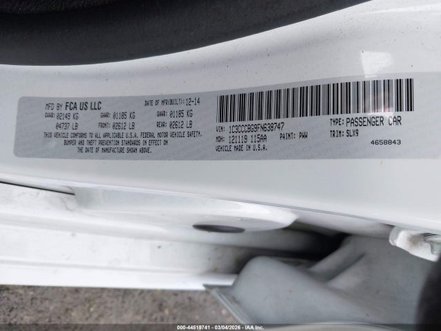2015 Chrysler 200 S მანქანა იყიდება აუქციონზე, vin: 1C3CCCBG9FN638747, აუქციონის ნომერი: 44519741