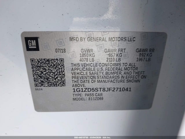 1G1ZD5ST8JF271041 Chevrolet MALIBU LT