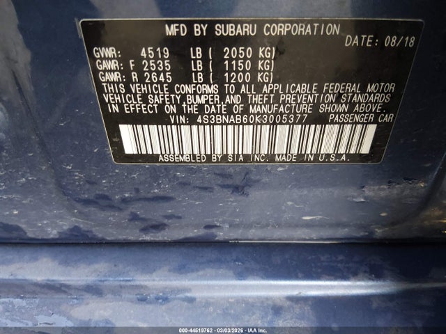 4S3BNAB60K3005377 Subaru Legacy 2.5i