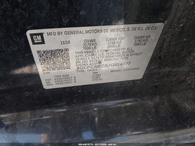 3GCPCREC0JG614377 Chevrolet Silverado 1500 1lt