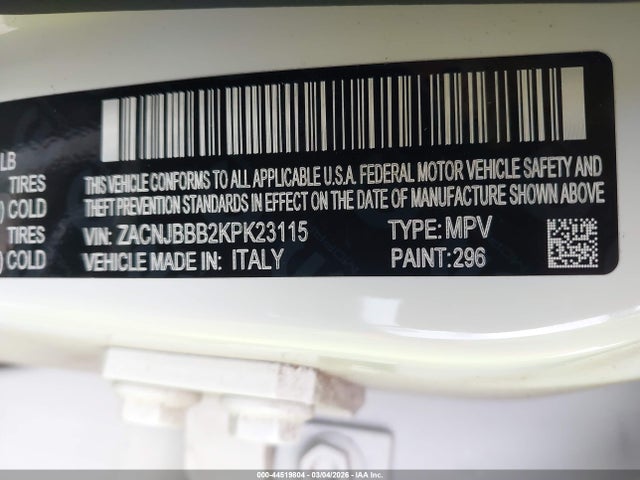 Продажа на аукционе авто 2019 Jeep Renegade Latitude 4x4, vin: ZACNJBBB2KPK23115, номер лота: 44519804