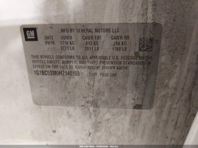 1G1BC5SM9H7140153 Chevrolet Cruze Ls Auto