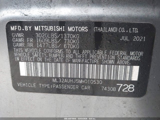 2021 MITSUBISHI MIRAGE ML32AUHJ5MH010530 Photo 8
