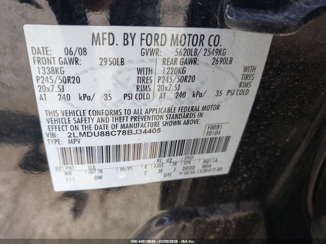 2008 LINCOLN MKX 2LMDU88C78BJ34405 Photo 8