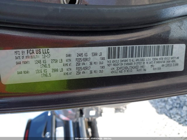 Продажа на аукционе авто 2018 Dodge Journey Se, vin: 3C4PDCABXJT243453, номер лота: 44519894