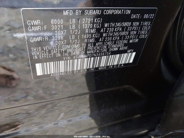 2022 SUBARU ASCENT 4S4WMAPD7N3456754 Photo 8