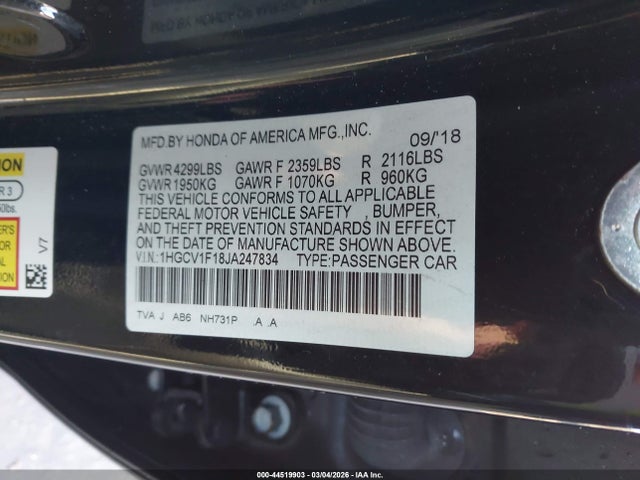 1HGCV1F18JA247834 Honda ACCORD LX