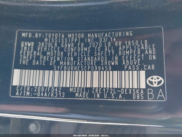 Toyota Corolla S Plus 2014 5YFBURHE5EP099459 Image 9