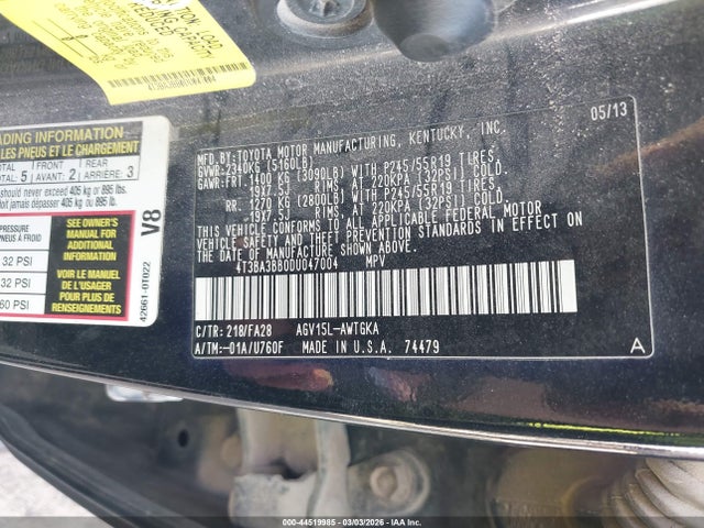 2013 TOYOTA VENZA 4T3BA3BB0DU047004 Photo 8