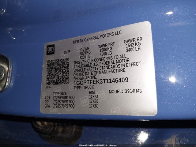 1GCPTFEK3T1146409 Chevrolet Colorado Zr2