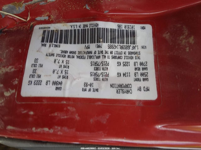 Продаж на аукціоні авто 1994 Jeep Cherokee Sport, vin: 1J4FJ68S9RL142885, номер лоту: 44520002