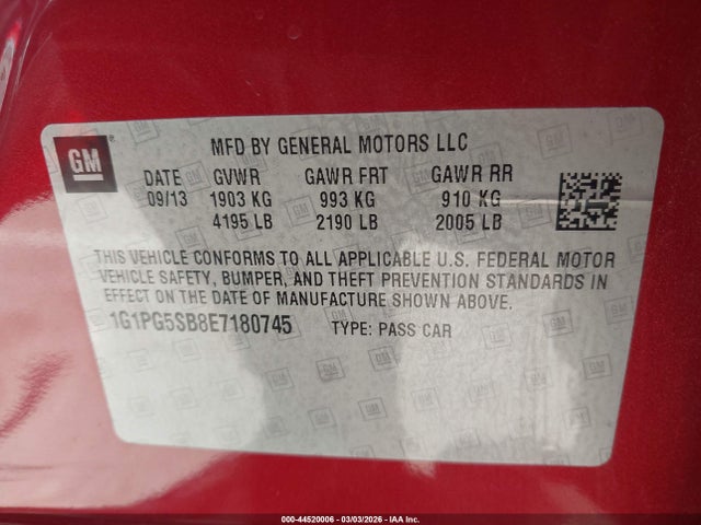 1G1PG5SB8E7180745 Chevrolet CRUZE LTZ