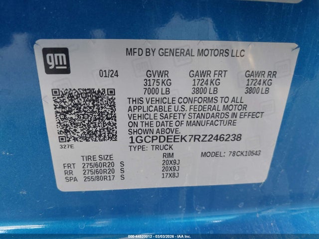 1GCPDEEK7RZ246238 Chevrolet Silverado K1500 Rst