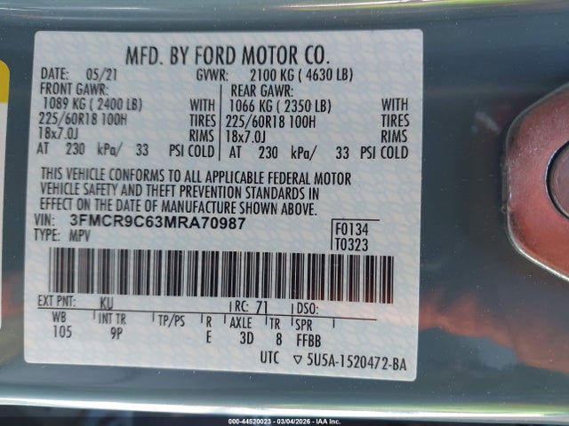 2021 FORD BRONCO SPORT 3FMCR9C63MRA70987 Photo 8