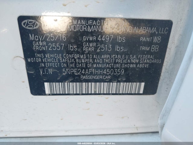 Hyundai SONATA SE 2017 5NPE24AF1HH450359 Image 9