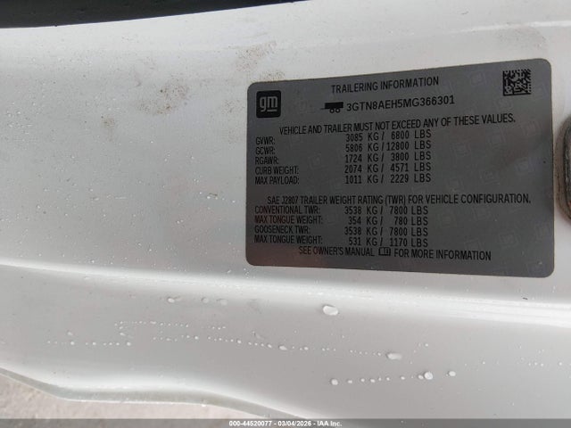 Продаж на аукціоні авто 2021 Gmc Sierra 1500 2wd  Long Box, vin: 3GTN8AEH5MG366301, номер лоту: 44520077