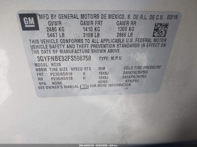 2015 CADILLAC SRX 3GYFNBE32FS598758 Photo 8