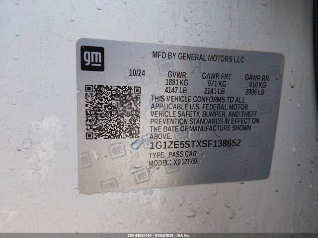 Продажа на аукционе авто 2025 Chevrolet Malibu Fwd 2lt, vin: 1G1ZE5STXSF138652, номер лота: 44520140