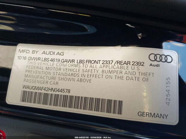 2017 AUDI A4 WAUGMAF42HN044578 Photo 8