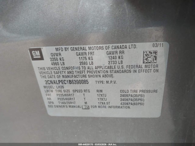 2011 CHEVROLET EQUINOX 2CNALPEC1B6390085 Photo 8