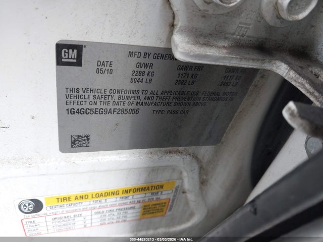 Продажа на аукционе авто 2010 Buick Lacrosse Cxl, vin: 1G4GC5EG9AF285056, номер лота: 44520213