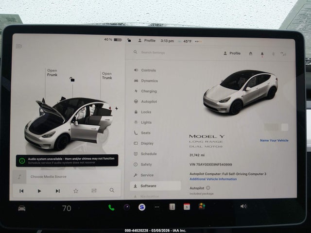 Aukcja sprzedaży 2022 Tesla Model Y Long Range Dual Motor All-wheel Drive, vin: 7SAYGDEE9NF540999, numer aukcji: 44520228