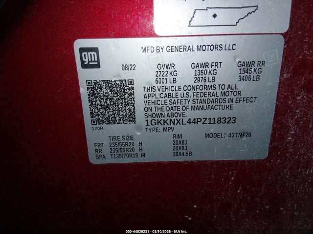 1GKKNXL44PZ118323 GMC Acadia Awd Denali