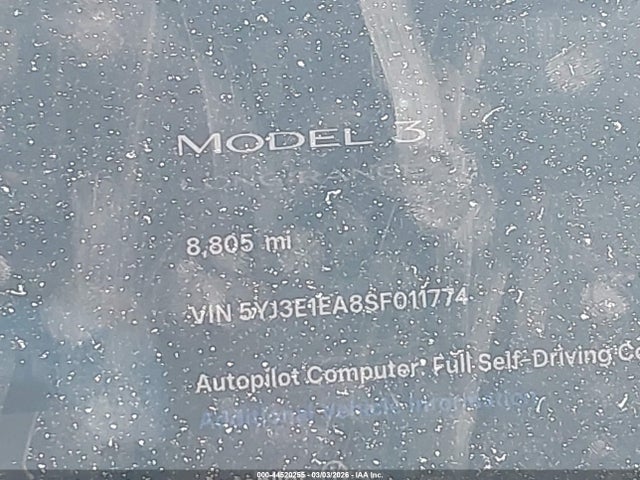 44520255 :رقم المزاد ، 5YJ3E1EA8SF011774 vin ، 2025 Tesla Model 3 Long Range Rear-wheel Drive/standard Rear-wheel Drive مزاد بيع