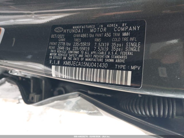 Aukcja sprzedaży 2022 Hyundai Tucson Hybrid Limited, vin: KM8JECA15NU041430, numer aukcji: 44520276