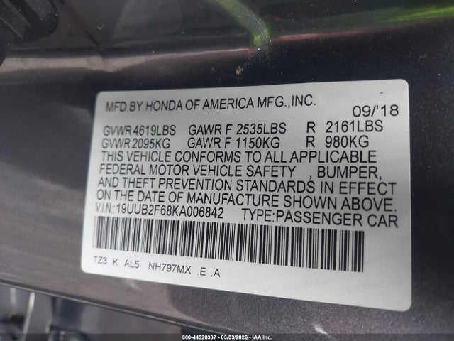 2019 ACURA TLX 19UUB2F68KA006842 Photo 8