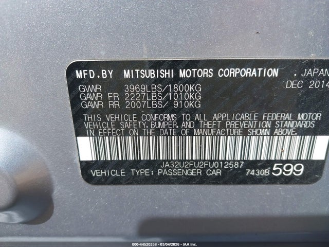 2015 MITSUBISHI LANCER JA32U2FU2FU012587 Photo 8