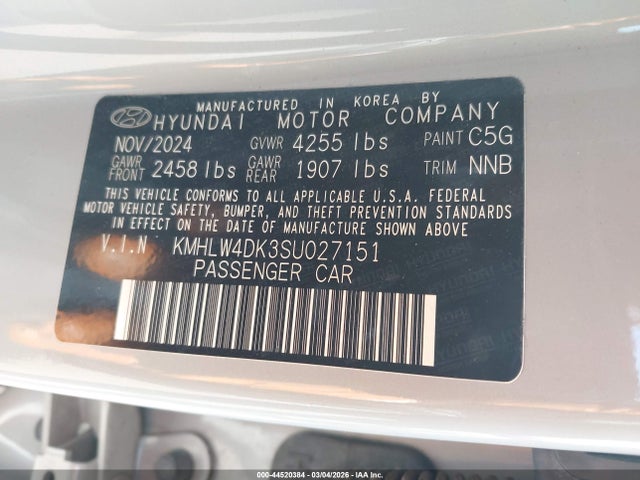Aukcja sprzedaży 2025 Hyundai Elantra N, vin: KMHLW4DK3SU027151, numer aukcji: 44520384